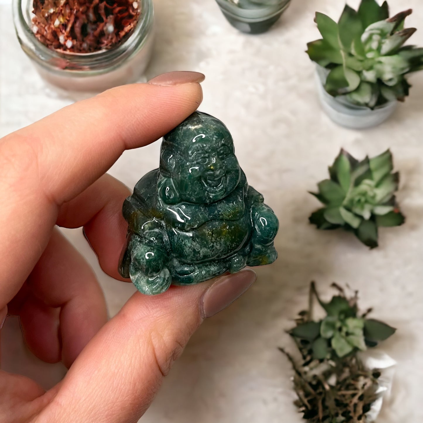 Moss Agate Buddha